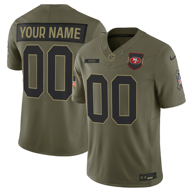 Men's Olive San Francisco 49ers Active Player Custom 2025 F.U.S.E. Salute to Service Limited Stitched Football Jersey